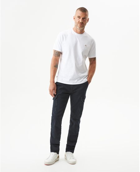 Pantalón Chino Slim Cargo para Hombre Tiro Medio en Algodón, Coordenadas