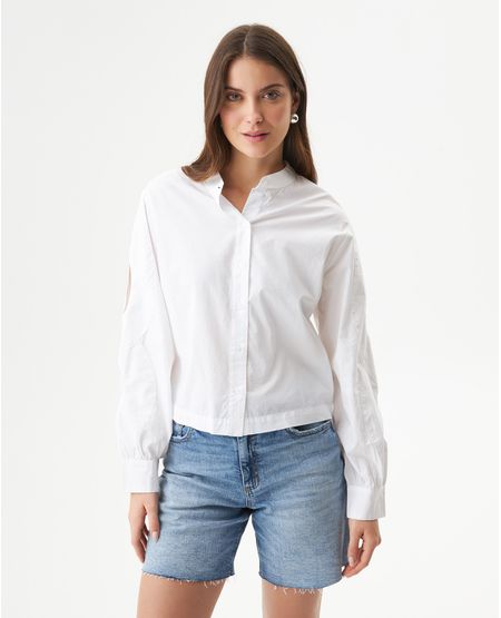 Camisa Silueta Recta Cropped para Mujer