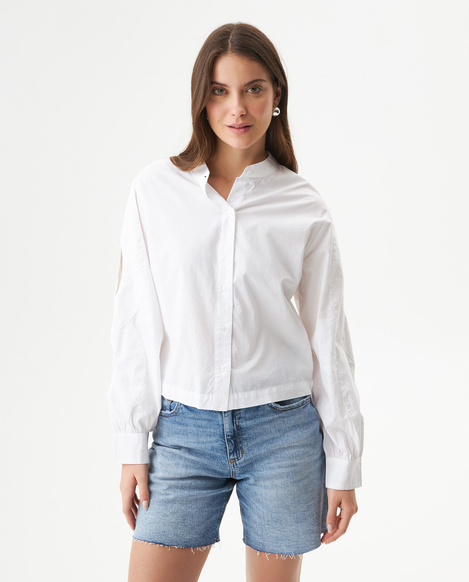 Camisa Silueta Recta Cropped para Mujer