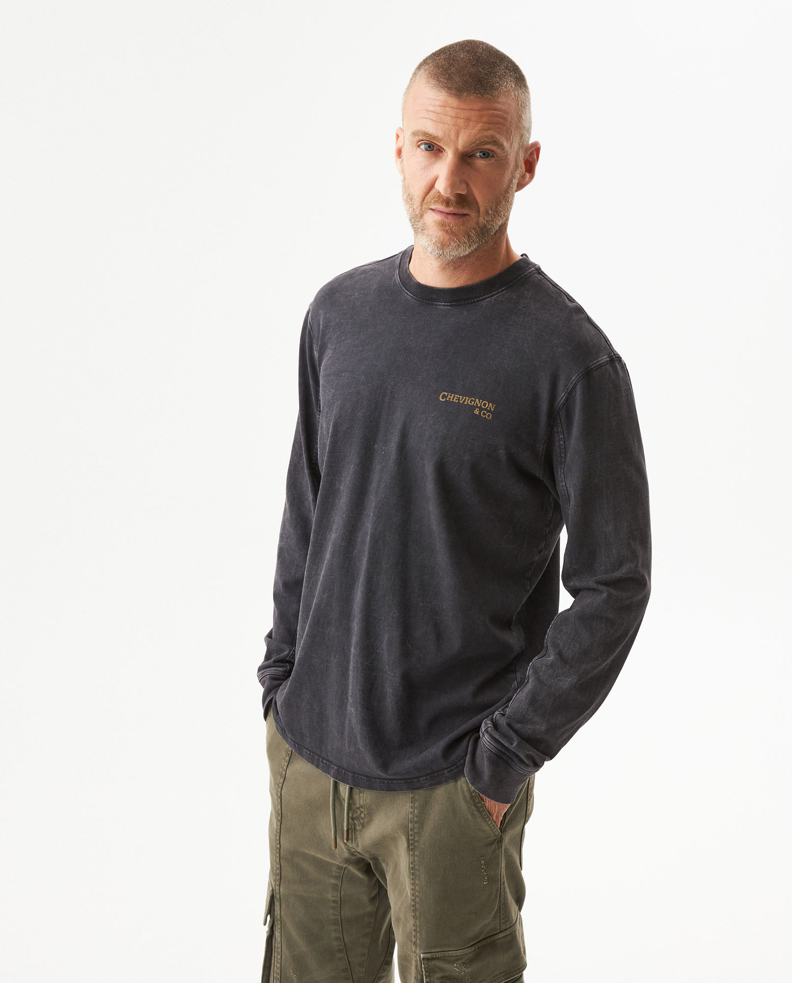 Camiseta Manga Larga para Hombre en Algodón, Ancla