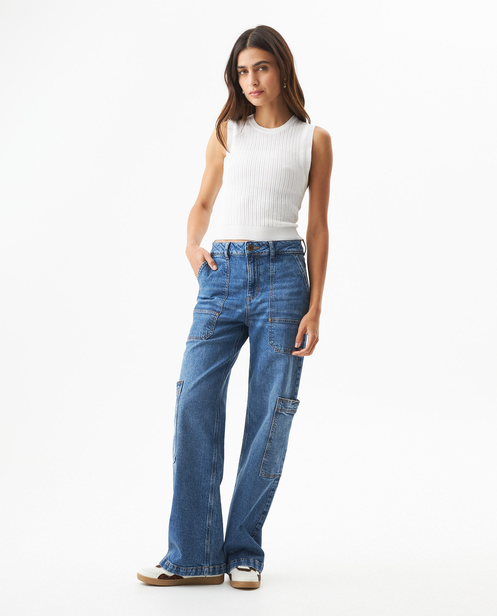 Jean Special Fit Wide Leg Tiro Alto para Mujer en Mezcla de Algodón y Tencel, Velada