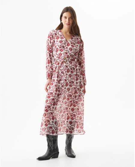Vestido Largo Semi Ajustado Manga Larga para Mujer
