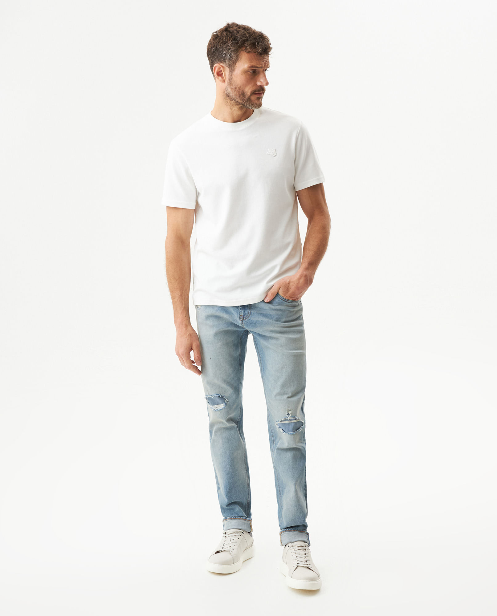 Jean Morrison Slim Fit para Hombre Tiro Medio en Algodón, Marino