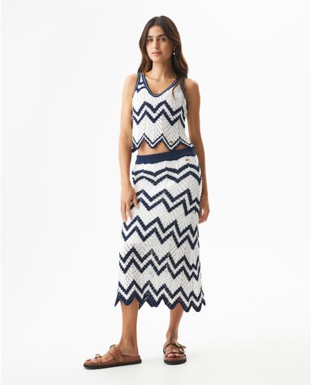 Falda Midi Tejida Tipo Crochet en Set de 2 Piezas para Mujer