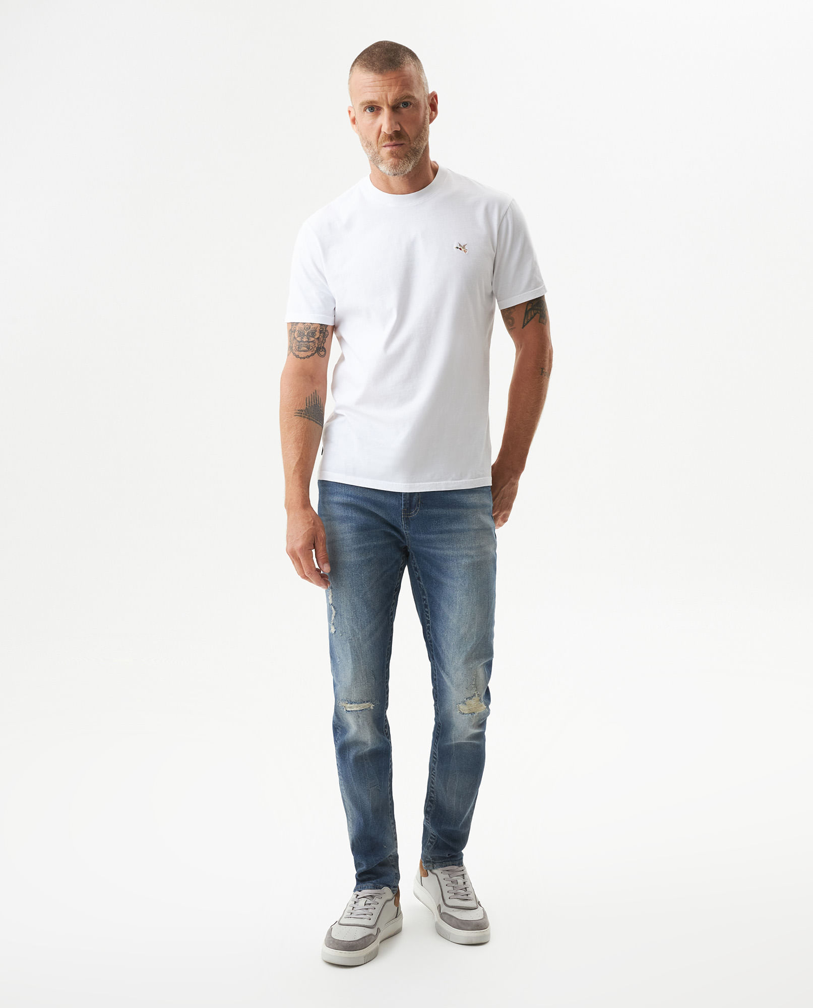 Jean Famous Skinny Fit Tiro Medio para Hombre en Algodón Orgánico, Alta Mar