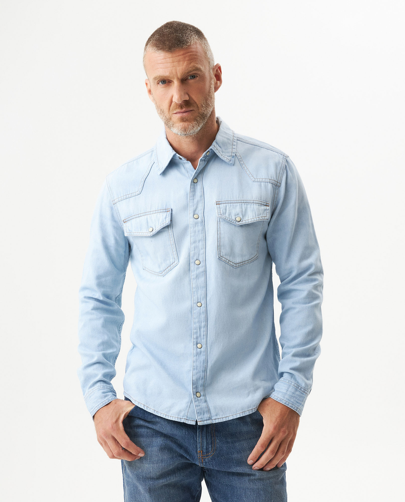 Camisa Manga Larga en Denim para Hombre
