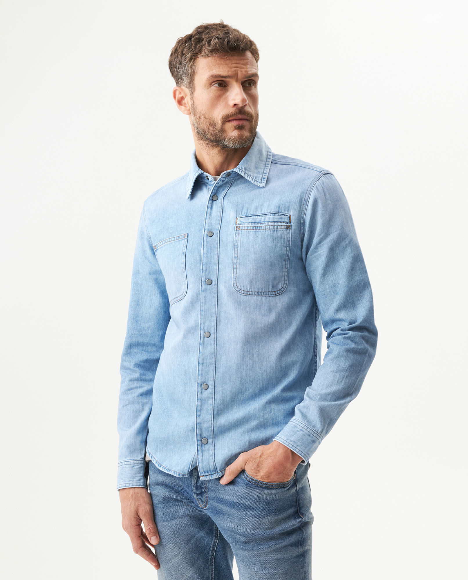 Camisa Manga Larga en Denim para Hombre