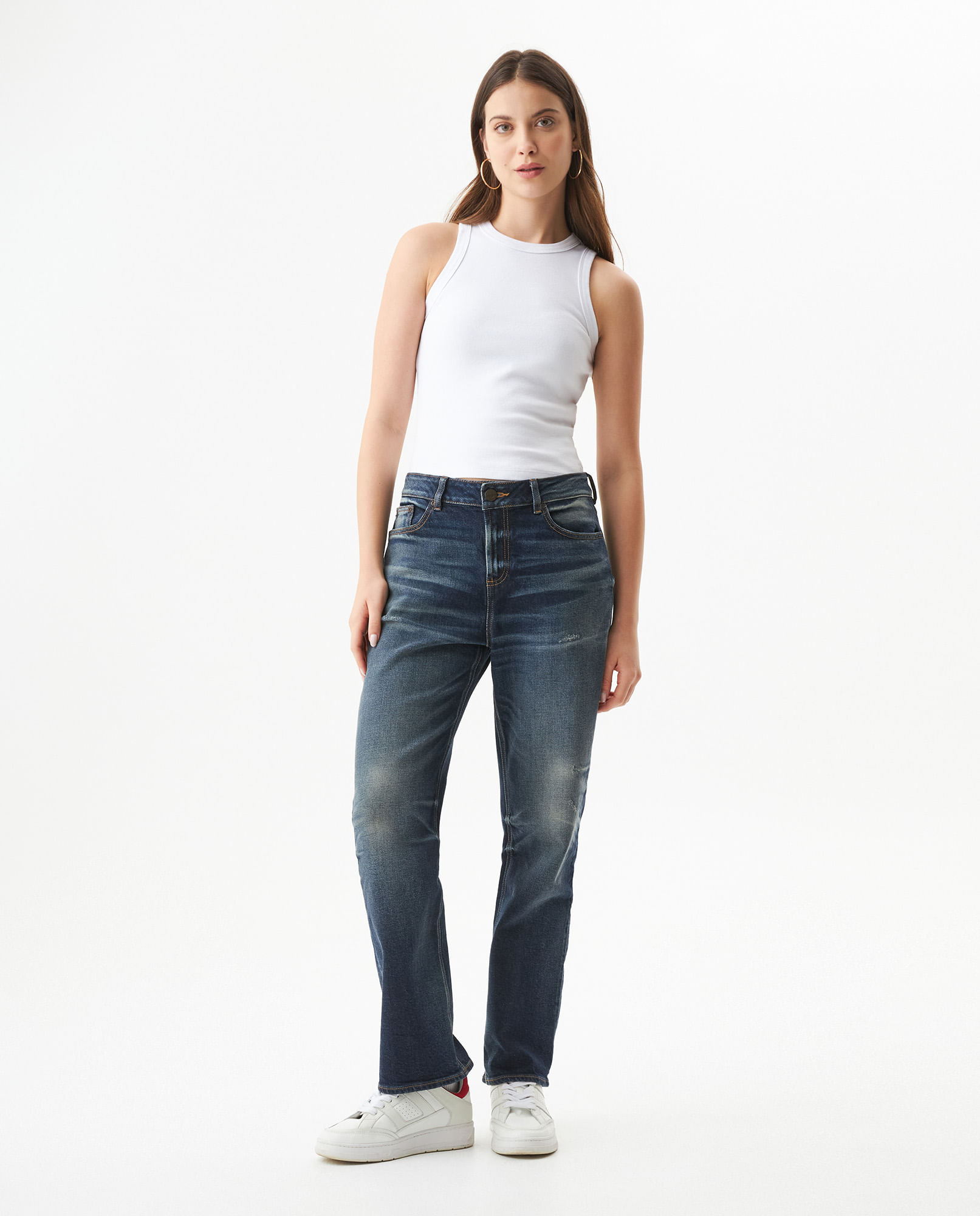 Jean Boy Fit Heritage Tiro Medio para Mujer en Algodón y Poliéster, Reluciente