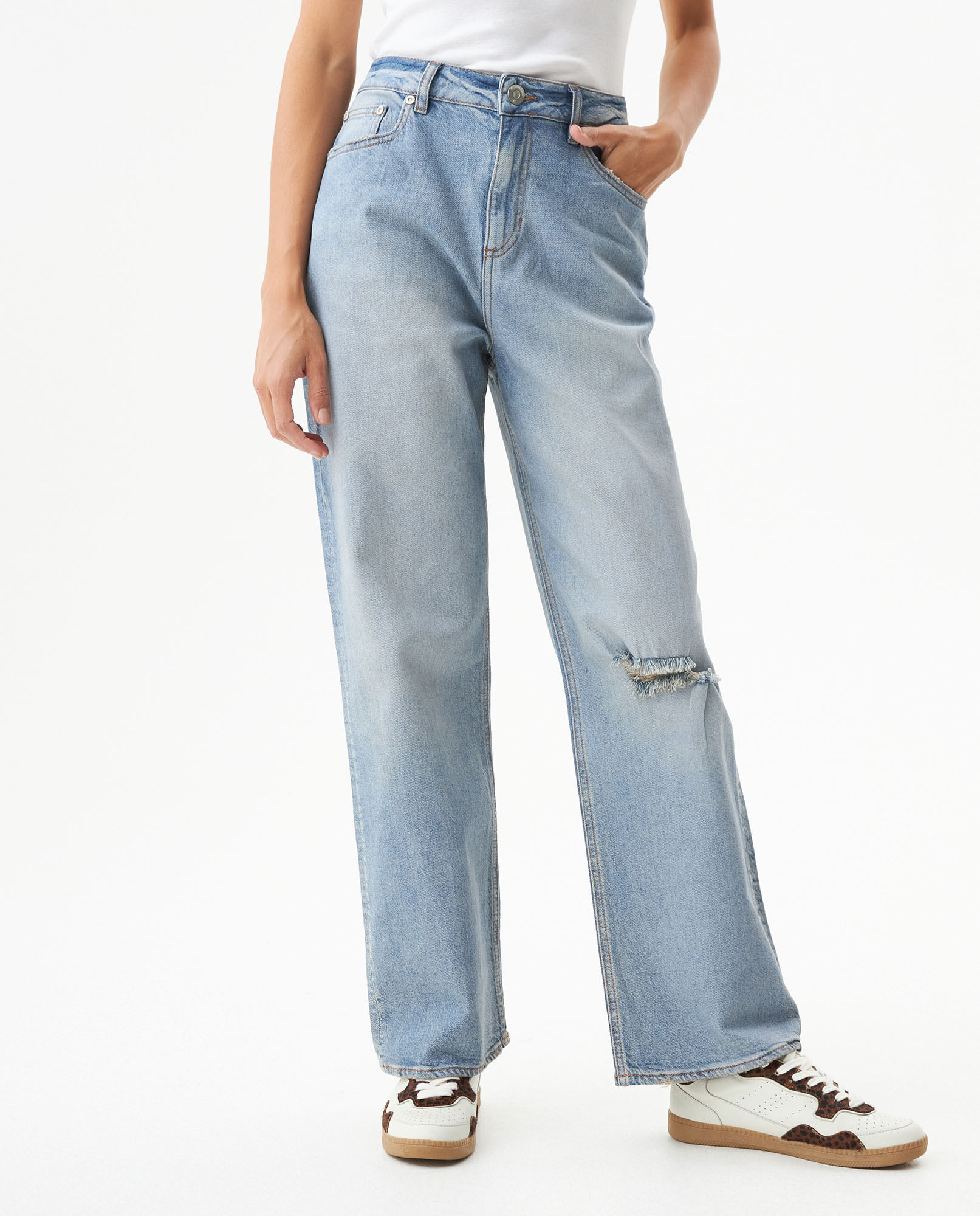 Jean Special Fit Straight Tiro Súper Alto para Mujer en Mezcla de Algodón y Tencel, Destello