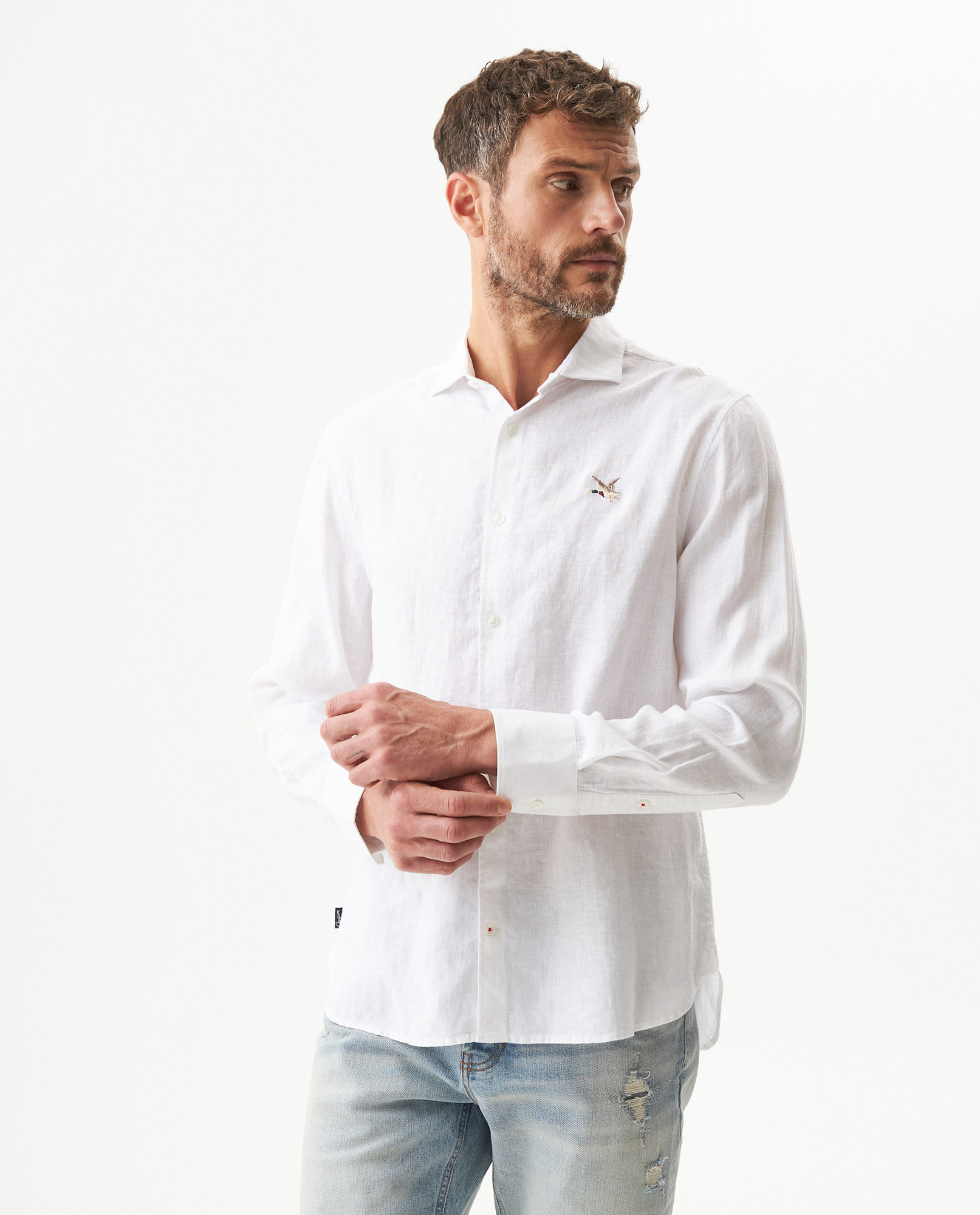 Camisa de Lino de Manga Larga para Hombre