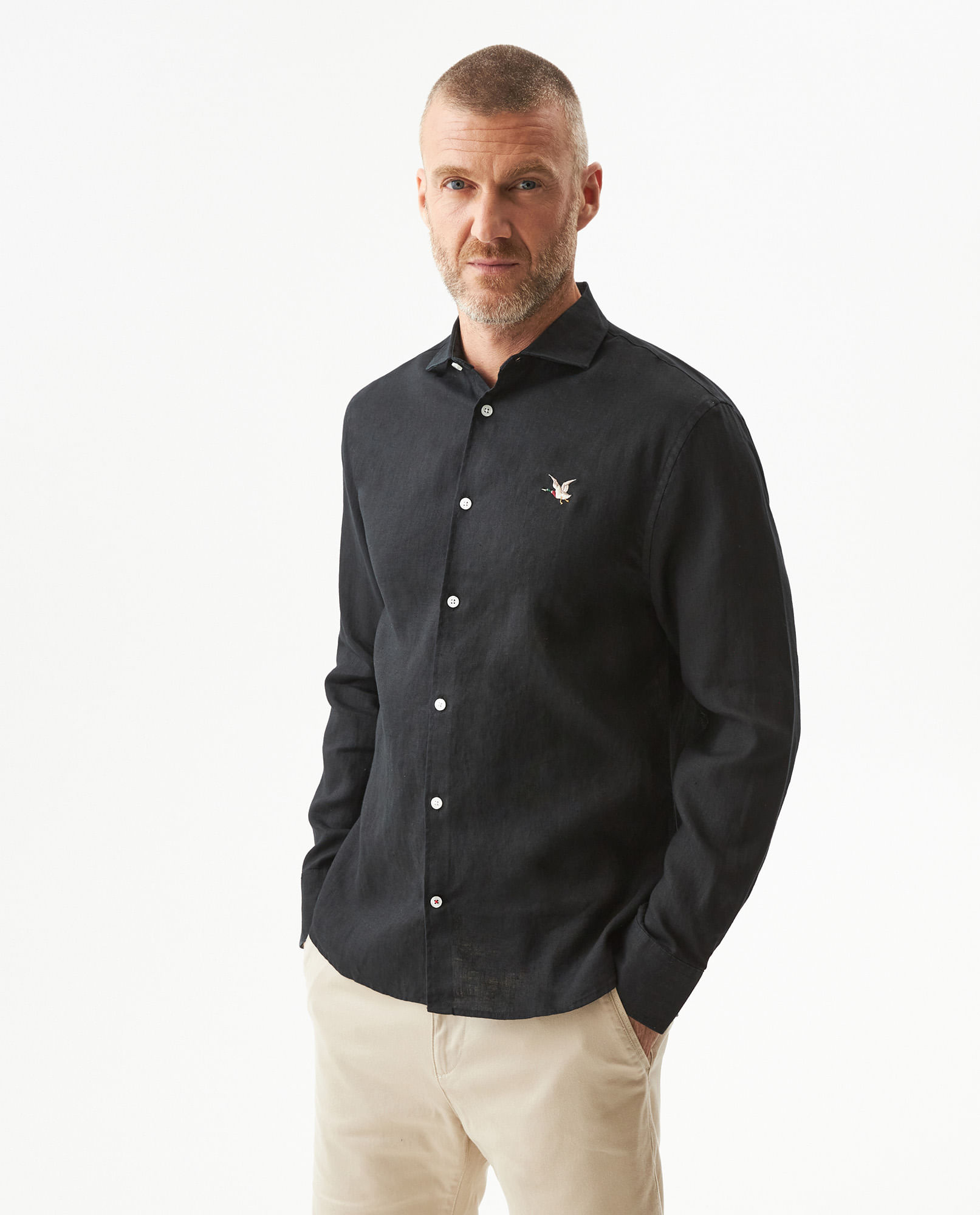 Camisa de Lino de Manga Larga para Hombre