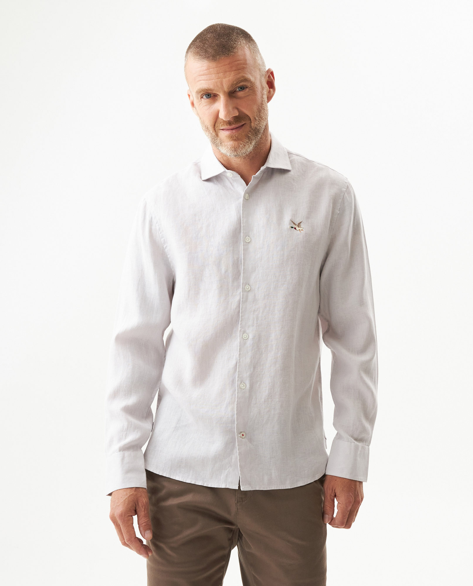 Camisa de Lino de Manga Larga para Hombre