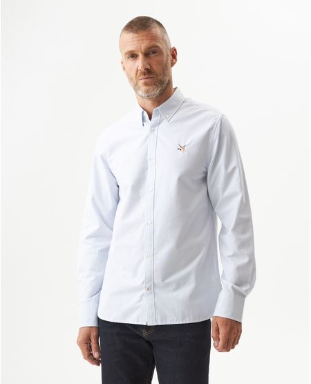 Camisa con Rayas Manga Larga para Hombre en Algodón