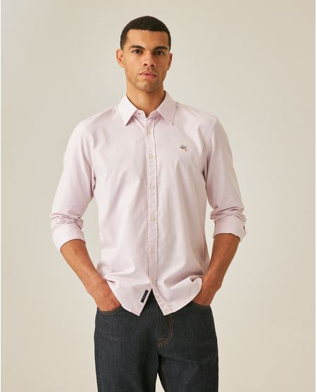 Camisa de Hombre Manga Larga Slim Fit Pato Bordado Tela Oxford en Algodón