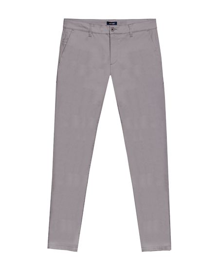 Pantalón de Hombre Chino Tiro Medio con Bolsillos Diagonales en Mezcla de Algodón