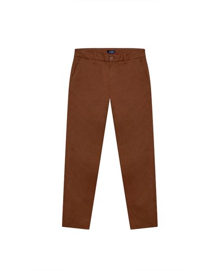 Pantalón de Hombre Chino Tiro Medio con Bolsillos Diagonales en Mezcla de Algodón