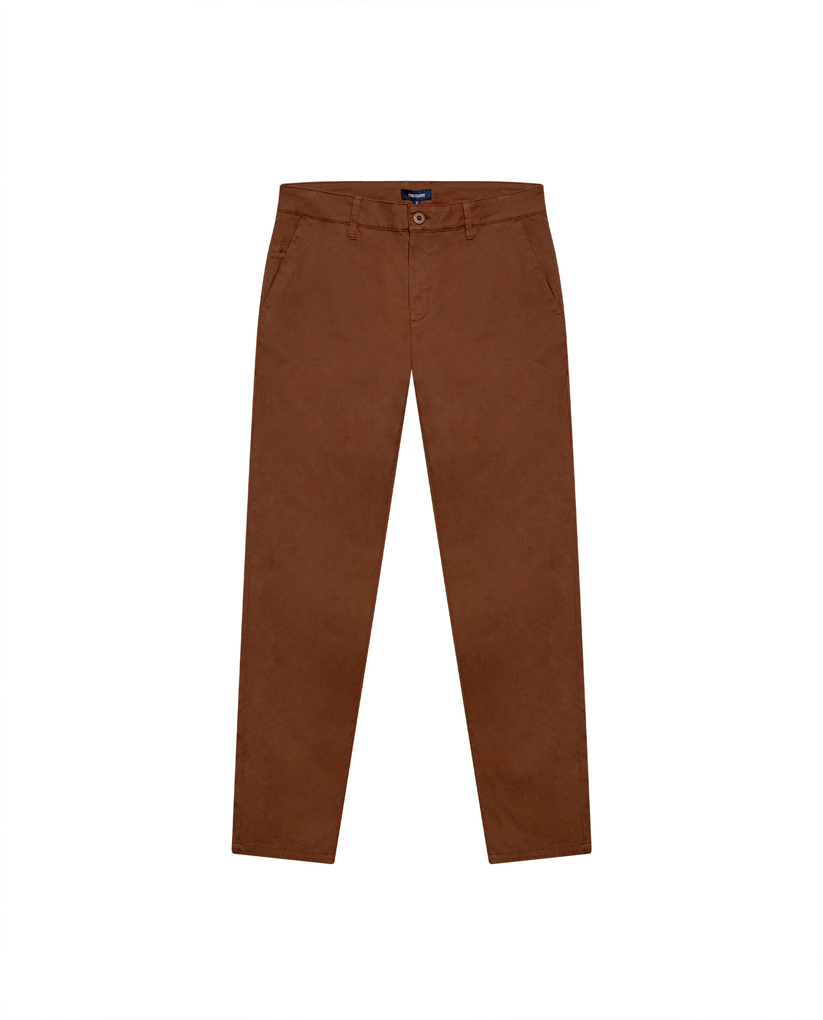 Pantalón de Hombre Chino Tiro Medio con Bolsillos Diagonales en Mezcla de Algodón