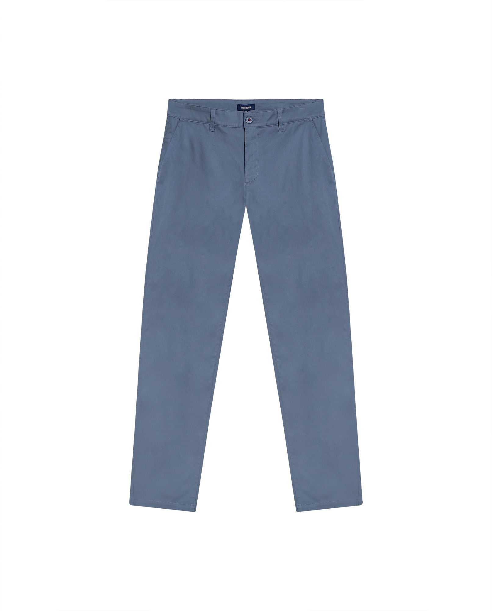 Pantalón de Hombre Chino Tiro Medio con Bolsillos Diagonales en Mezcla de Algodón