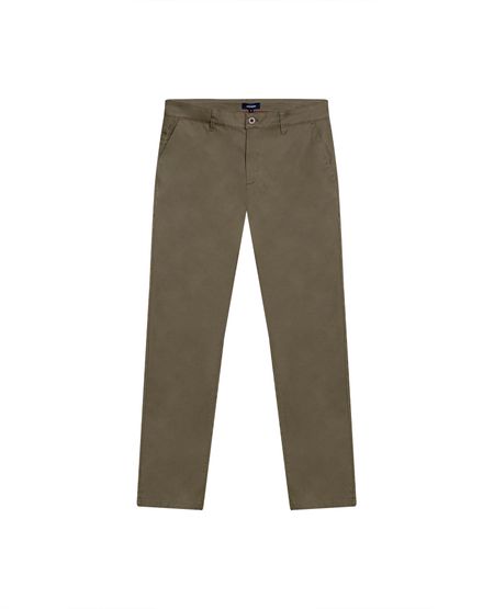 Pantalón de Hombre Chino Tiro Medio con Bolsillos Diagonales en Mezcla de Algodón