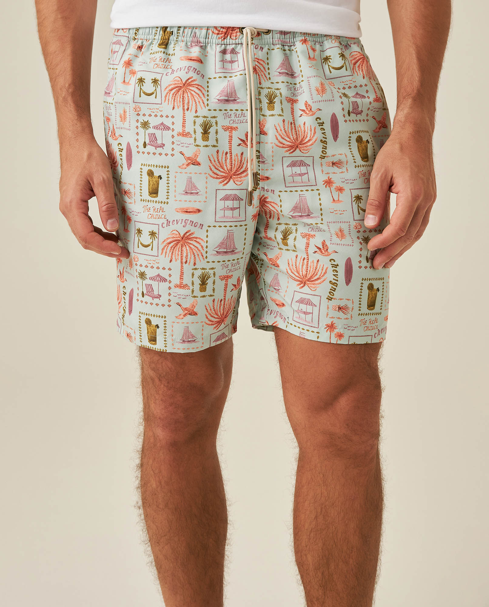 Bermuda de Hombre de Playa Estampada Mini Print Tropical Panty Interno en Poliéster Reciclado