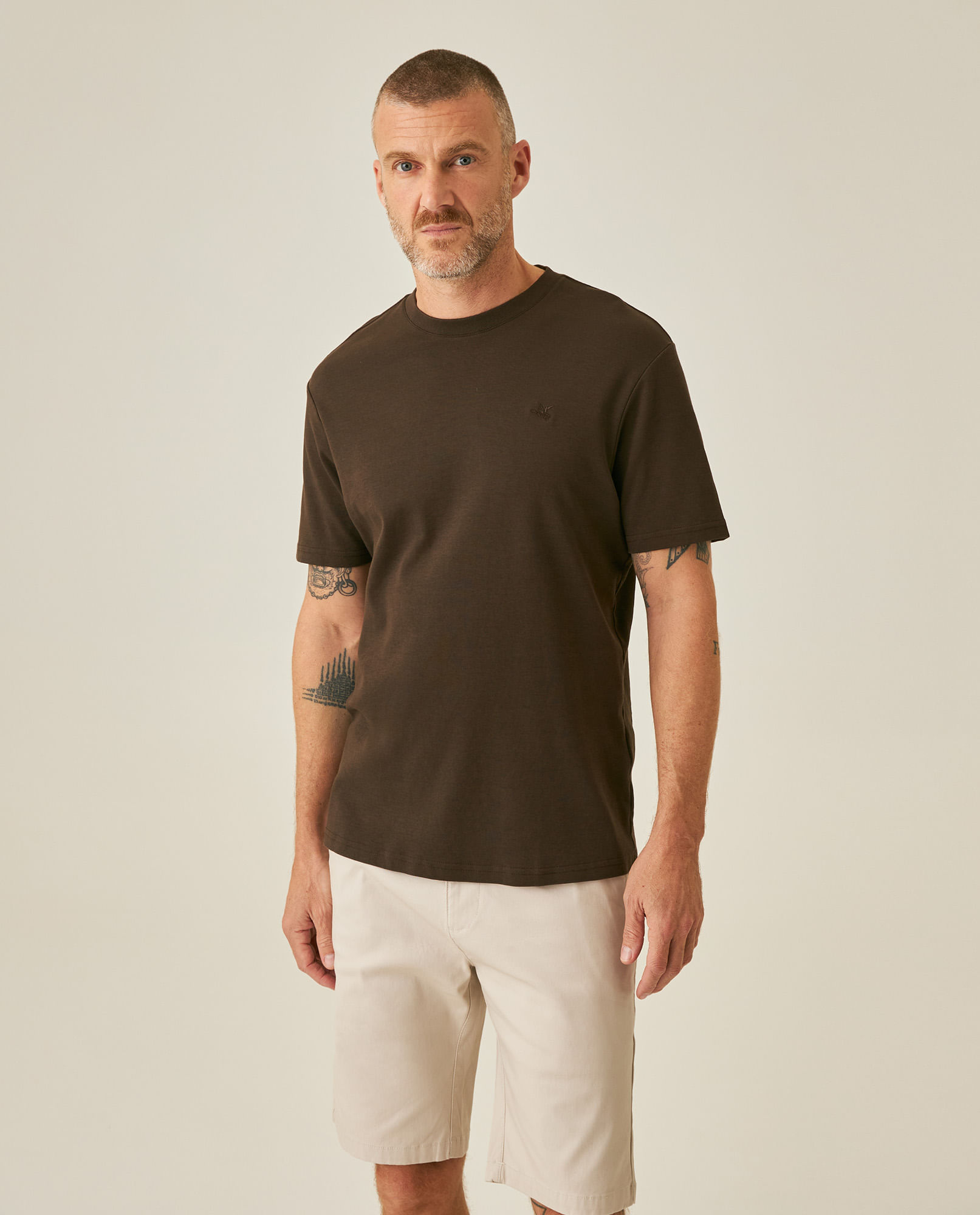 Camiseta de Hombre Slim Fit Manga Corta Pato Bordado Jersey Doble Punto en Algodón