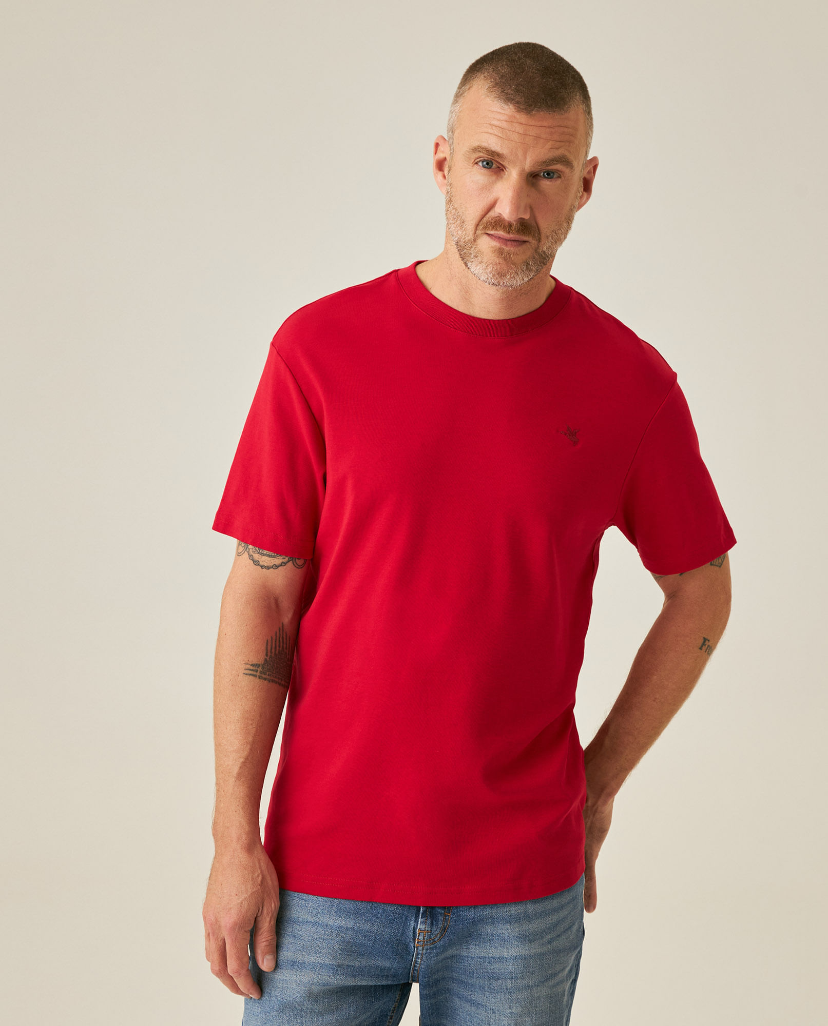 Camiseta de Hombre Slim Fit Manga Corta Pato Bordado Jersey Doble Punto en Algodón