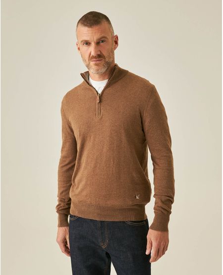 Suéter de Hombre Tejido Cuello Nerú Media Perilla Full Fashion con Contraste Interno en Algodón