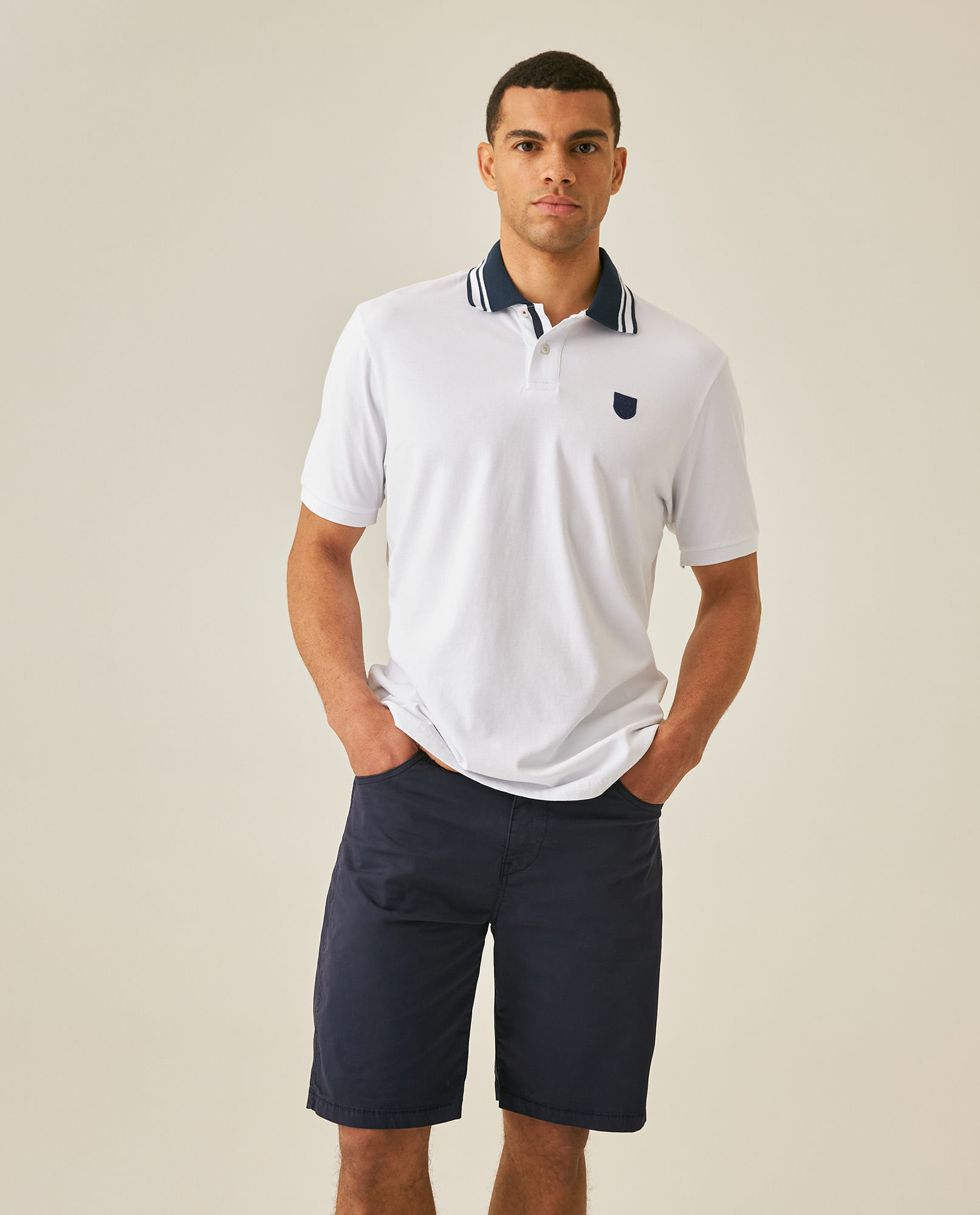 Camisa Polo de Hombre Classic Fit Manga Corta con Cuello en Contraste Tela Piqué en Mezcla de Algodón