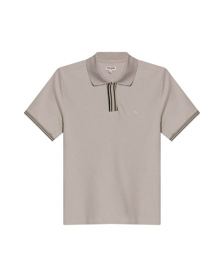 Camisa Polo de Hombre Slim Fit Manga Corta Perilla Tejida Escondida en Mezcla de Algodón y Viscosa