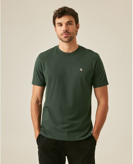 Camiseta de Hombre Slim Fit Manga Corta Cuello Redondo Pato Bordado en Algodón