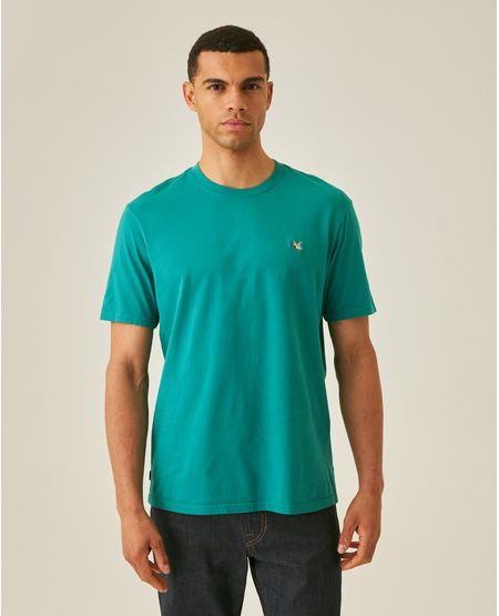 Camiseta de Hombre Slim Fit Manga Corta Cuello Redondo Pato Bordado en Algodón
