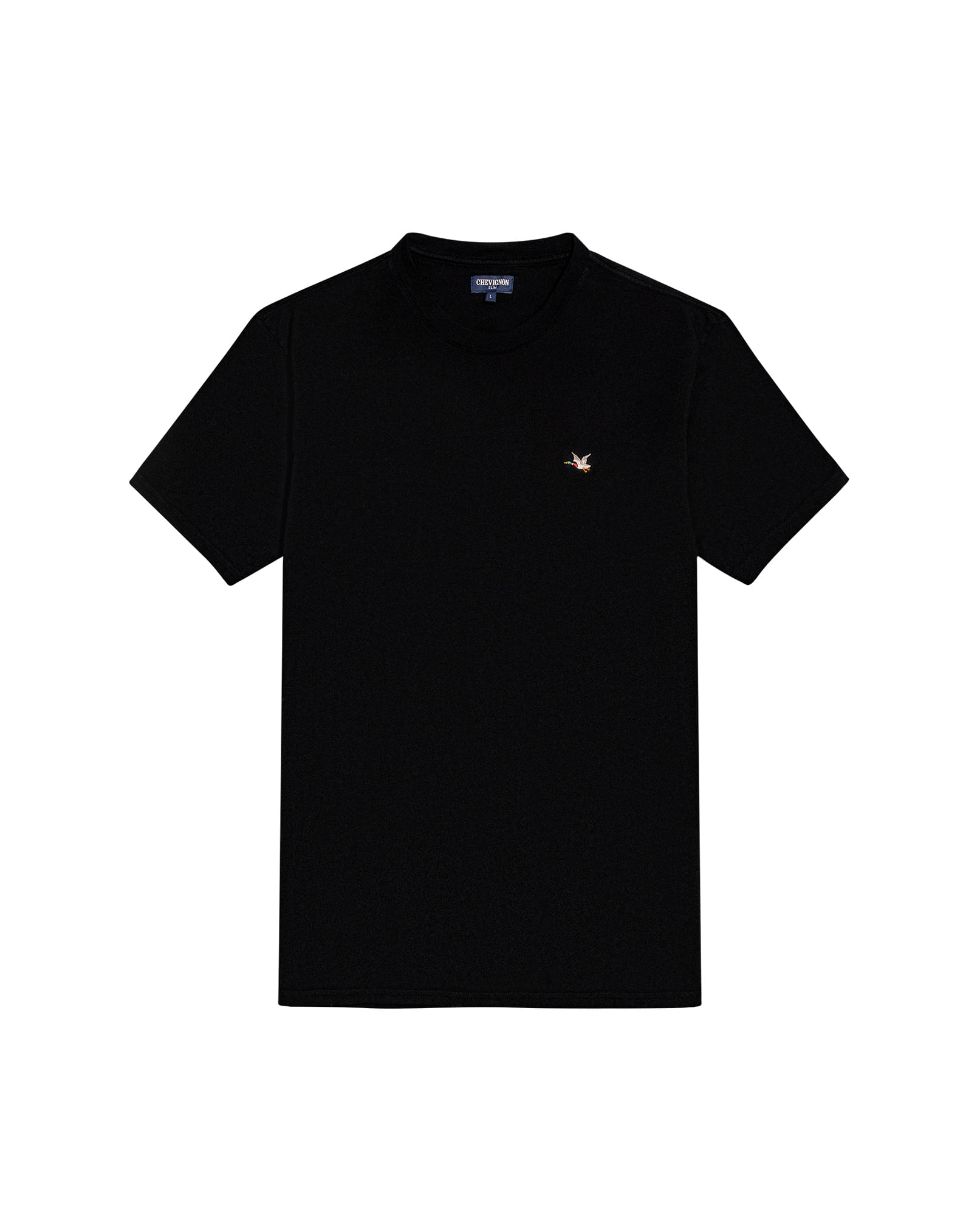 Camiseta de Hombre Slim Fit Manga Corta Cuello Redondo Pato Bordado en Algodón