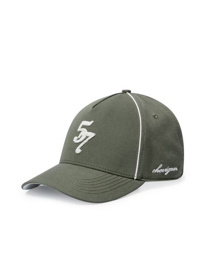 Gorra Unisex 6 Paneles Drill con Vivos Crudo y Gráfico Bordado en Algodón
