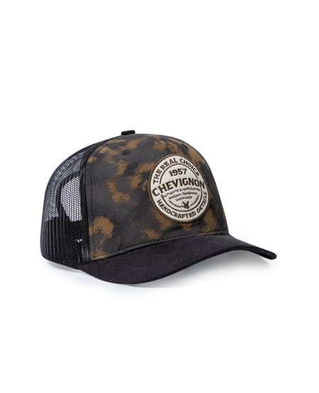 Gorra Unisex Trucker Drill Camuflada con Bordado Tipo Aplique en Mezcla de Algodón