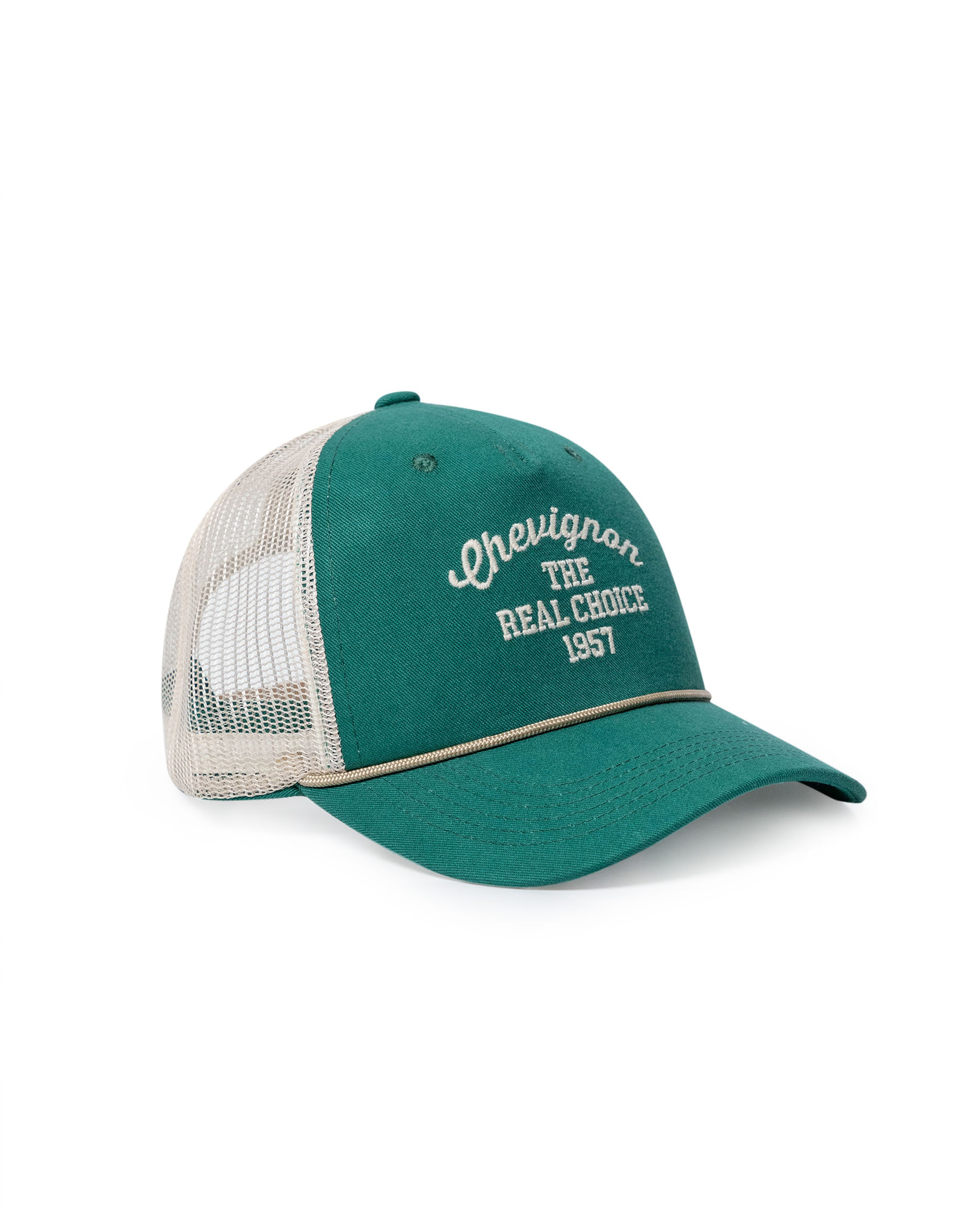 Gorra Unisex Trucker 5 Paneles Drill con Gráfico Bordado Detalle de Cordón en Mezcla de Algodón
