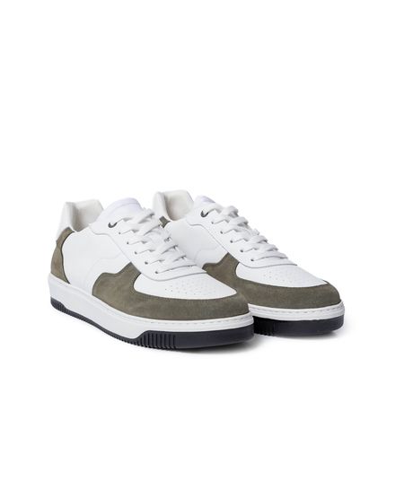 Tenis de Hombre Tipo Basket Retro en Cuero Anilina y Gamuzado con Marcación