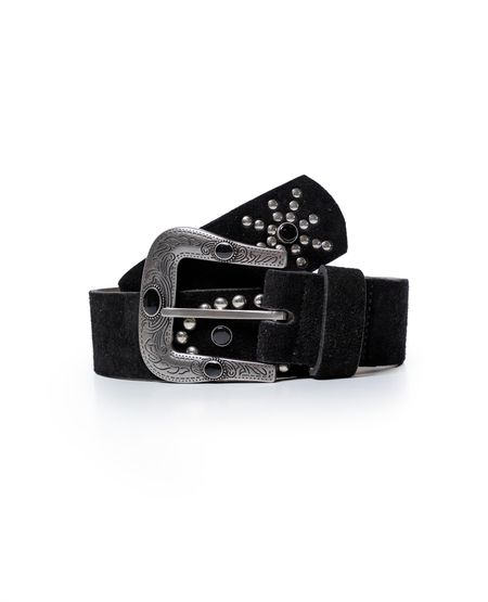 Cinturón de Mujer en Cuero Carnaza con Hebilla XL Western y Remaches Texanos