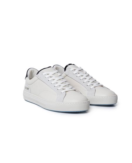 Tenis de Hombre Tipo Flat con Lengua Doble Contraste en Cuero con Grano Natural