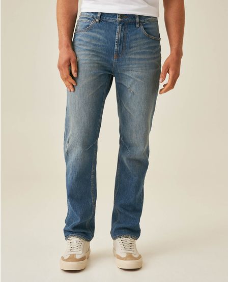 Jean de Hombre Straight Fit Tiro Alto Lavado Medio con Mini Rotos en Mezcla de Algodón Revenge
