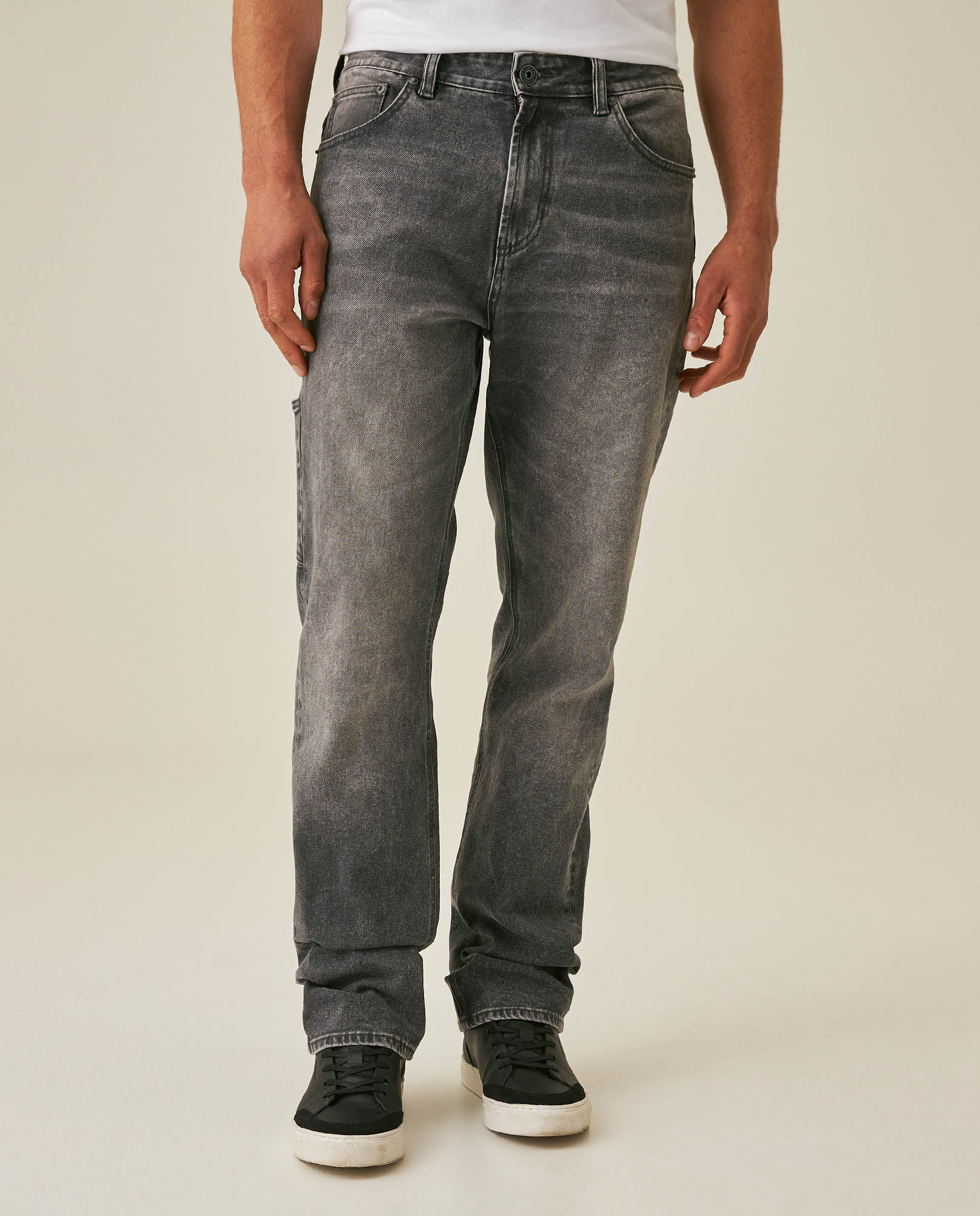 Jean de Hombre Straight Fit Tiro Alto Lavado Gris en Mezcla de Algodón Revenge