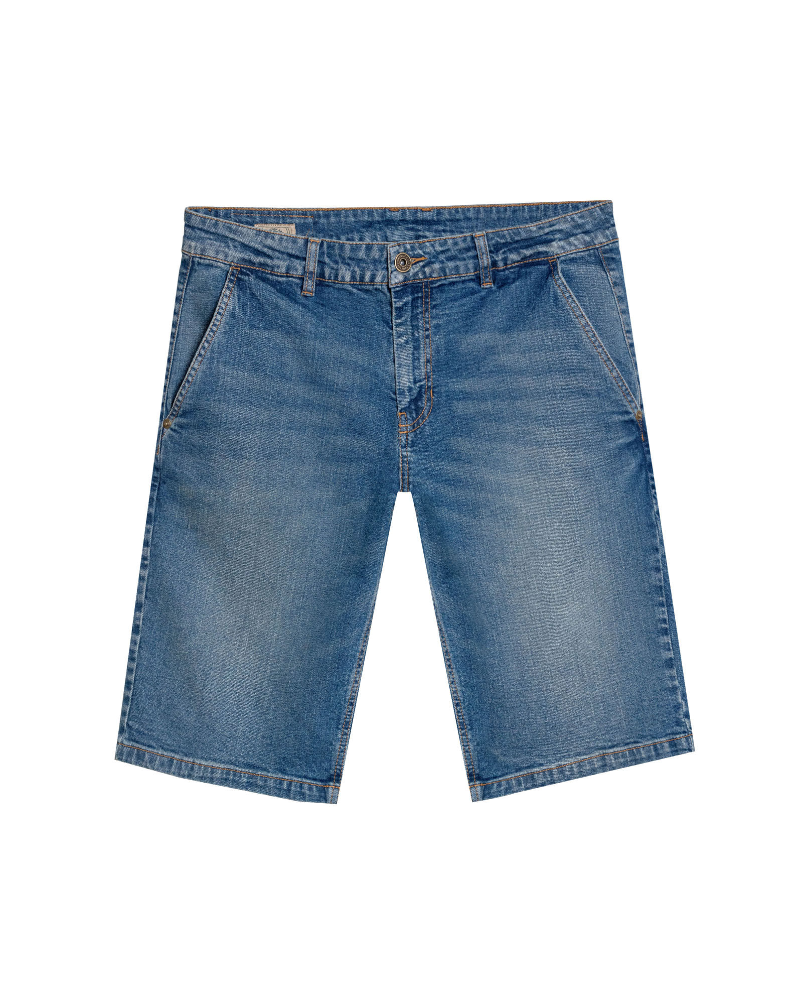 Bermuda de Hombre Regular Fit Tiro Medio Lavado Medio Detalles Tipo Chino en Algodón Orgánico