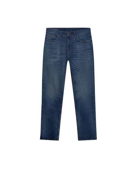 Jean de Mujer Boy Fit Bota Ajustada Tiro Medio con Efecto Desgaste Leve Lavado Oscuro en Mezcla de Algodón y Tencel