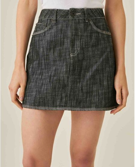 Falda de Mujer Denim con Efecto Desgaste Marcado Lavado Gris en Algodón