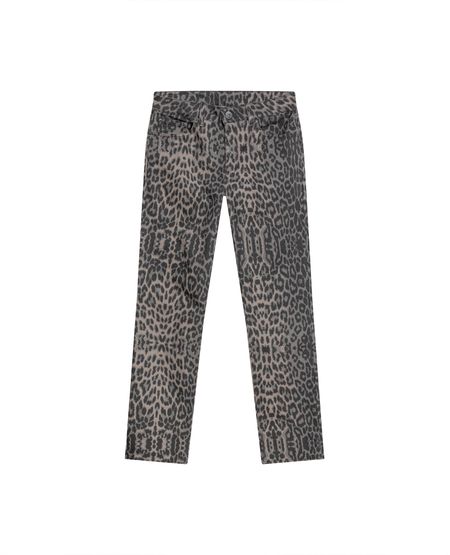 Jean de Mujer Special Fit Straigh Tiro Super Alto con Estampado Animal Print en Mezcla de Algodón Madres