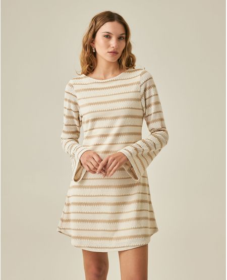 Vestido de Mujer Midi Manga Larga con Rayas