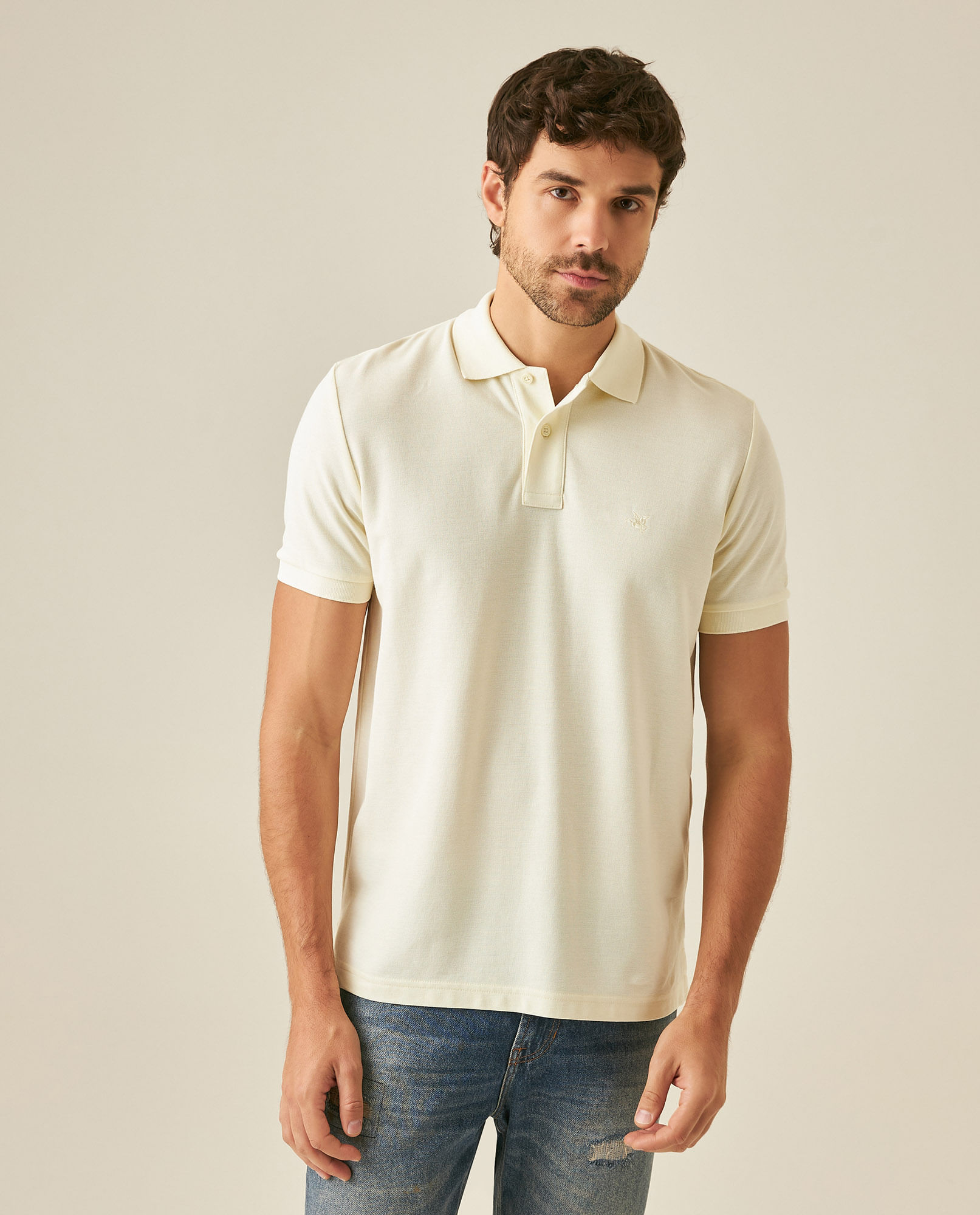 Camisa Polo de Hombre Classic Fit Manga Corta con Pato Bordado Tono a Tono en Algodón