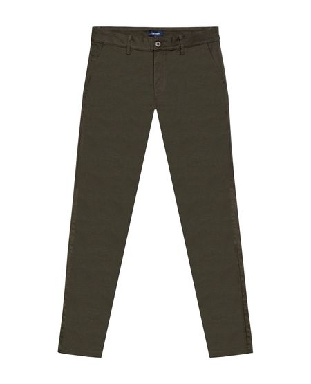 Pantalón de Hombre Chino Tiro Medio con Bolsillos Diagonales en Mezcla de Algodón