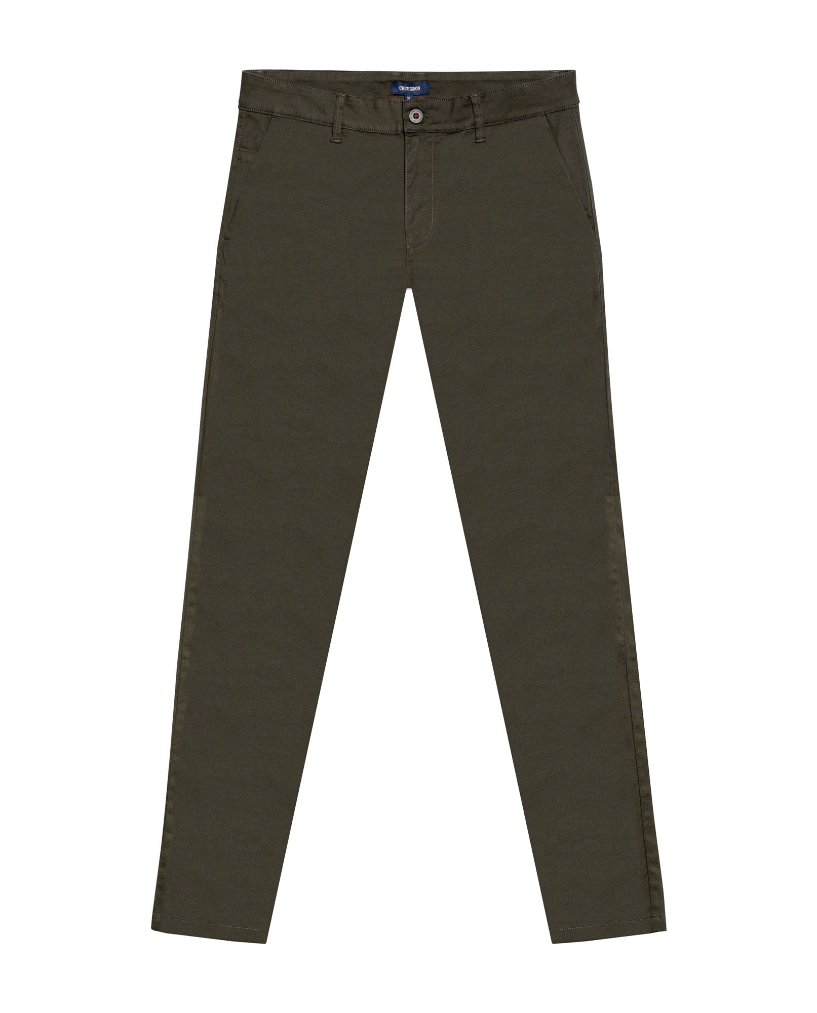 Pantalón de Hombre Chino Tiro Medio con Bolsillos Diagonales en Mezcla de Algodón