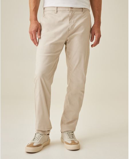 Pantalón de Hombre Chino Tiro Medio con Bolsillos Diagonales en Mezcla de Algodón