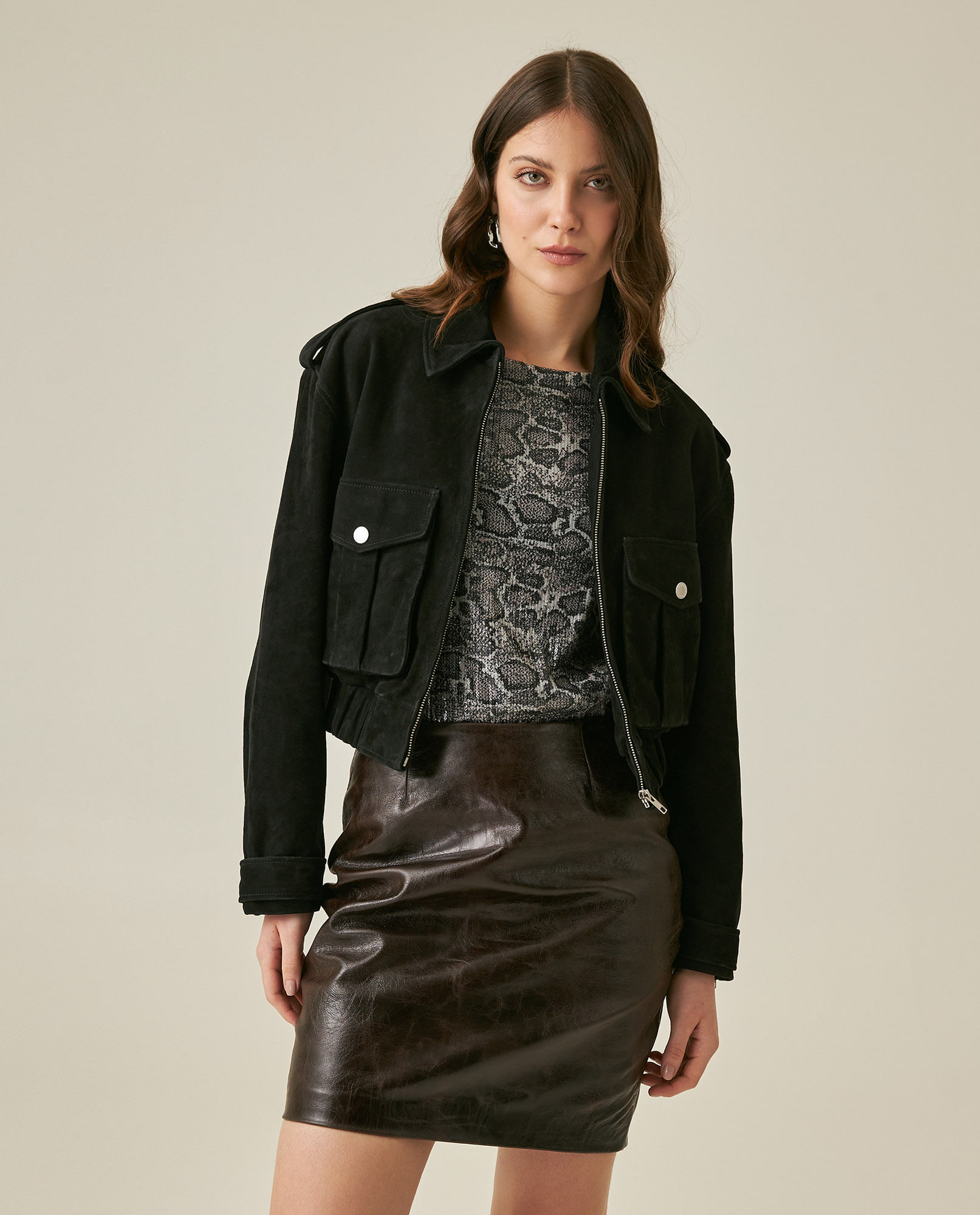 Chaqueta bomber en Cuero de Mujer